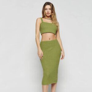 NWOT Reformation Max Open Knit Two Piece in Avocado